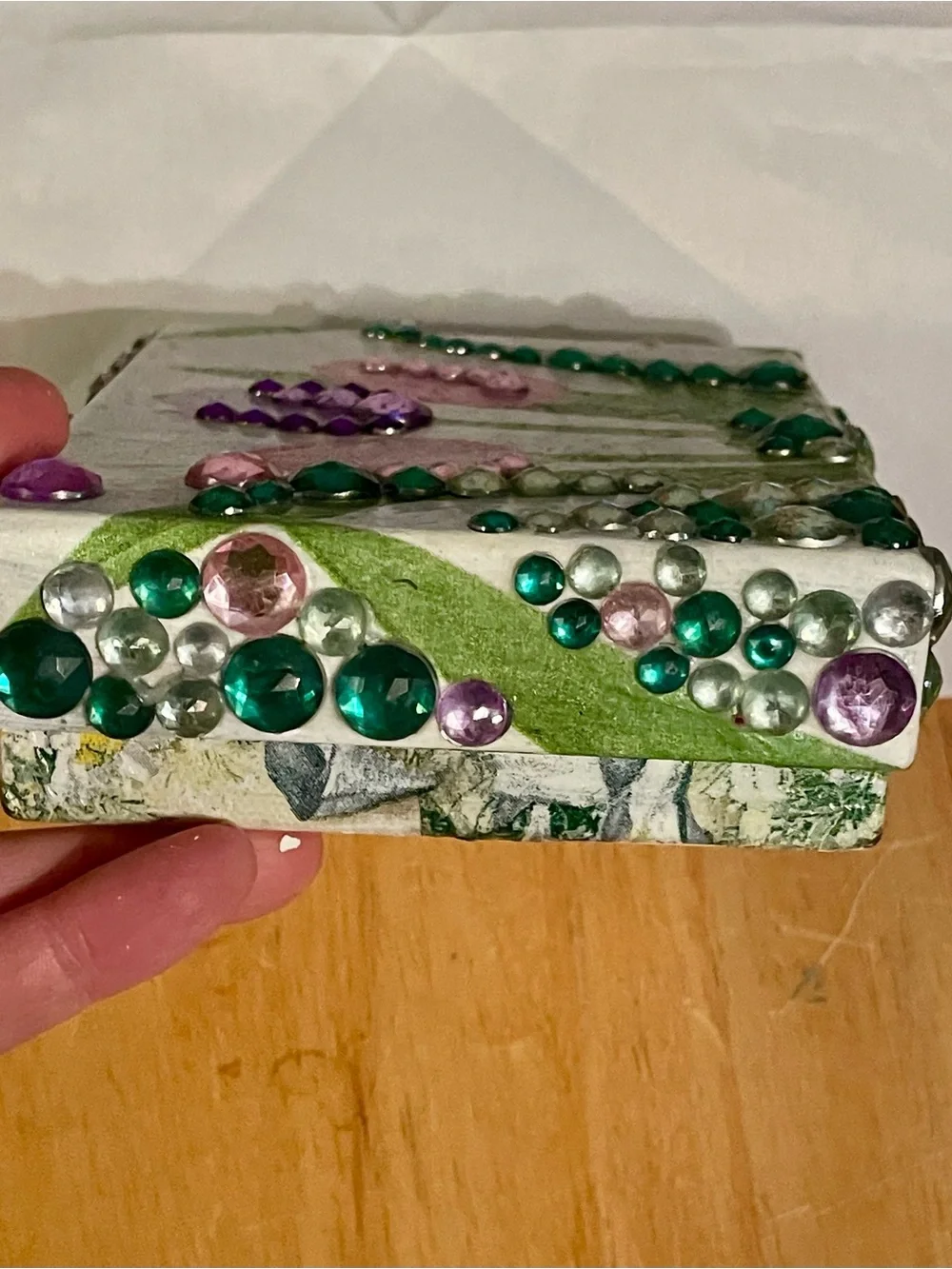 Handcrafted Tulip Decorative Trinket Box with Gem Accents